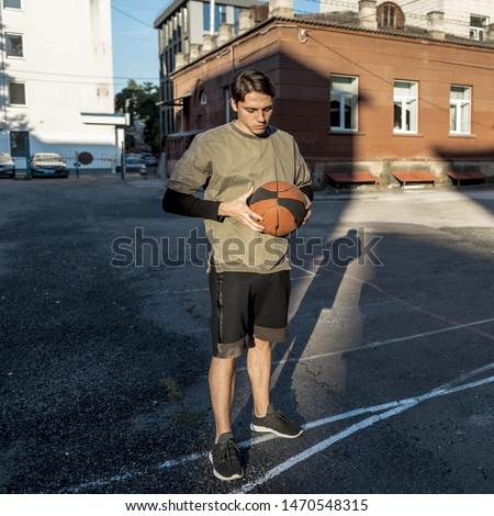 Front view urban basketball player