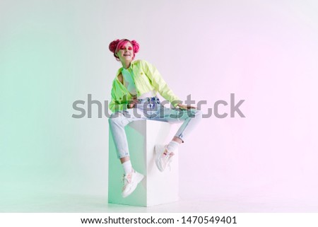 woman with pink hair neon fashion