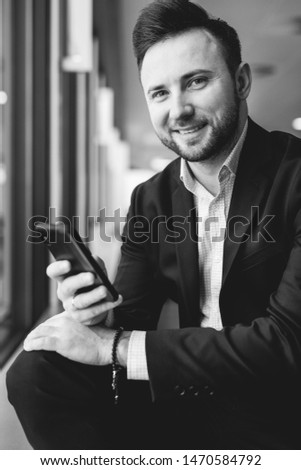 black and white portrait business man 