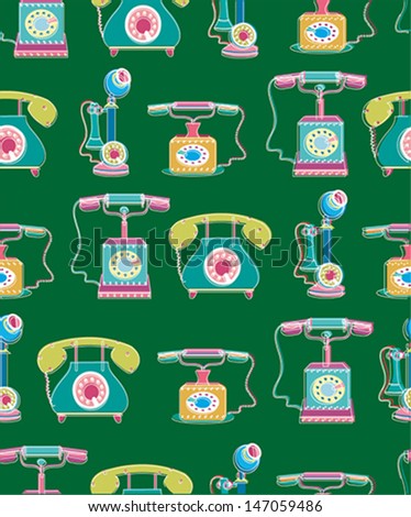  Vintage seamless pattern with phones - vector  