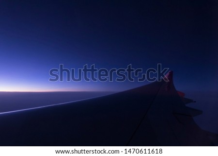 flight view in the midnight over the  Pacific Ocean
