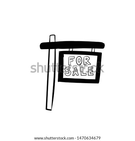 for sale sign doodle hand drawing 