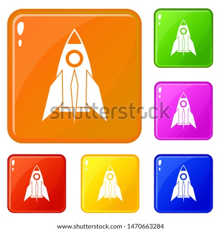 Rocket icons set collection 6 color isolated on white background