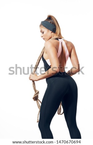 woman rope on an isolated background sports