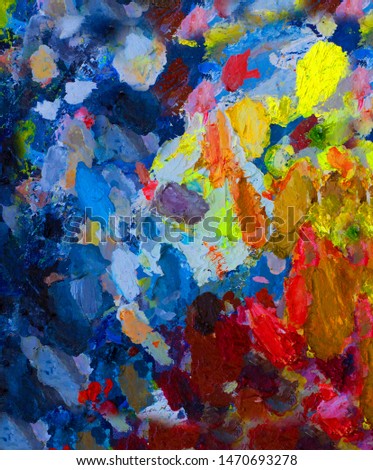 Oil paints. Seamless pattern. Abstract decorative composition. Multicolored palette. Color harmony. Use printed materials, signs, objects, sites, maps, posters, postcards, packaging.