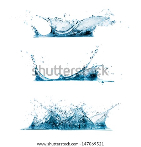 Set of three water splashes