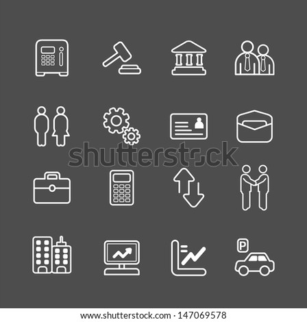 business and finance white line Icons set. Vector illustration.