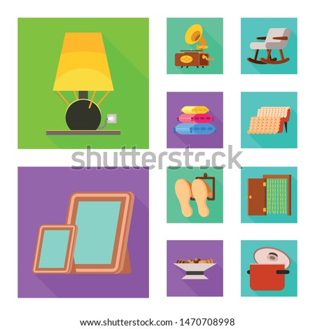 Vector illustration of comfort and equipment sign. Set of comfort and furniture stock vector illustration.