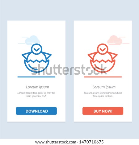 Egg, Chicken, Easter, Baby, Happy  Blue and Red Download and Buy Now web Widget Card Template. Vector Icon Template background