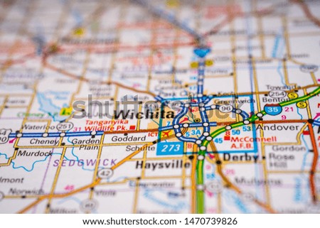 Wichita USA map travel background