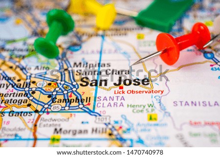 San Jose USA Map, Atlas Travel Background