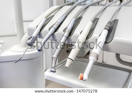 Closeup of a modern dentist tools, burnishers Royalty-Free Stock Photo #147075278