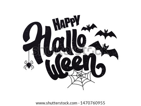 Happy Halloween vector lettering. Holiday lettering for banner. Happy Halloween poster, greeting card, party invitation. Vector illustration.  Royalty-Free Stock Photo #1470760955