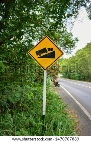 Steep Hill Ascent, Traffic sign from Thailand country