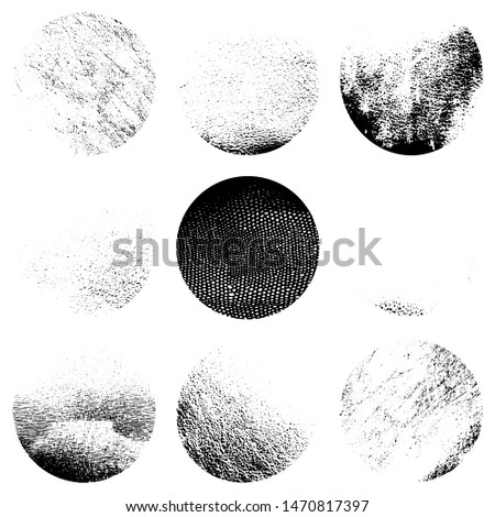 Distress crain overlay circle stamp background. Dirty, round, Grunge Texture. Dust circular Backdrop. Empty Design Element. EPS10 vector.
