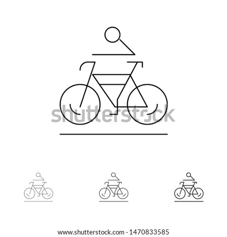 Activity, Bicycle, Bike, Biking, Cycling Bold and thin black line icon set. Vector Icon Template background