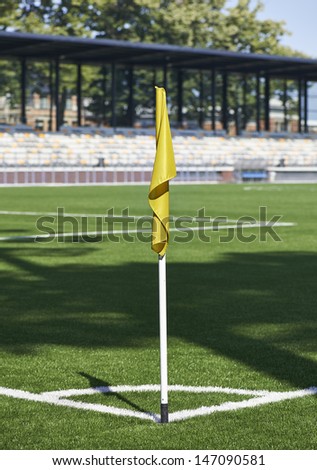 Corner flag on a soccer field