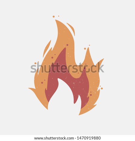 Fire flame icon with grunge texture. Vintage hipster fire flame logo, label, badge. Vector illustration. Royalty-Free Stock Photo #1470919880