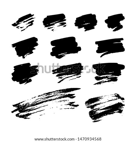 Hand drawn set of brush strokes for designs, templates etc. Vector illustration on white background