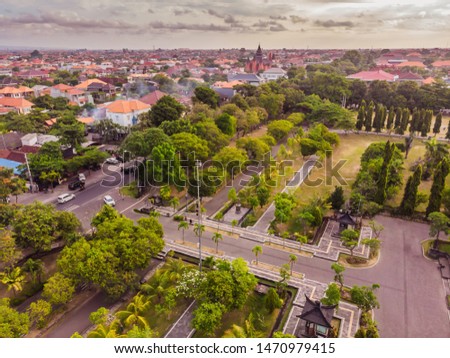 Aerial view of the city of Denpassar, Bali