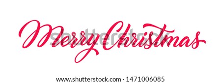 Christmas hand drawn lettering. Xmas text isolated on white for postcard, poster, banner design element. Merry Christmas script calligraphy. Xmas holiday lettering design. Royalty-Free Stock Photo #1471006085