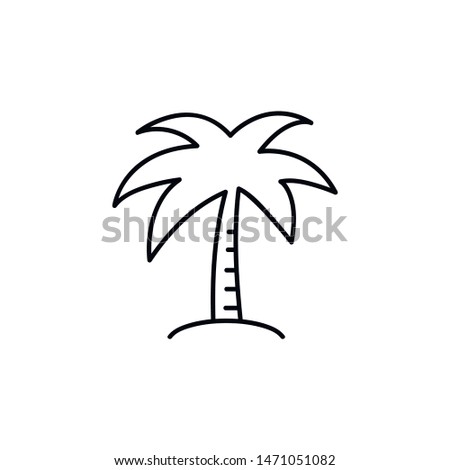 Summer vector line icon of tropical palm tree. Vector graphics, a linear pattern on a white background, eps 10.
