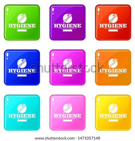 Hygiene mouth icons set 9 color collection isolated on white for any design