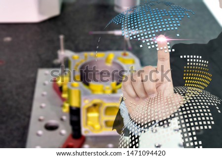 Double exposure of success young businessman and world industry background  .Concept for business.