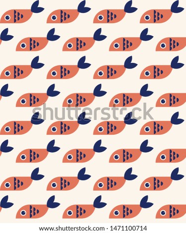 Seamless vector pattern with cute decorative fishes. Funny multicolor background, marine texture