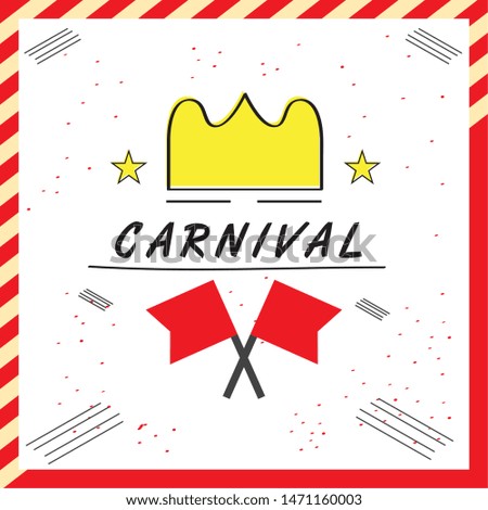 Colored carnival poster with a crown and flags - Vector