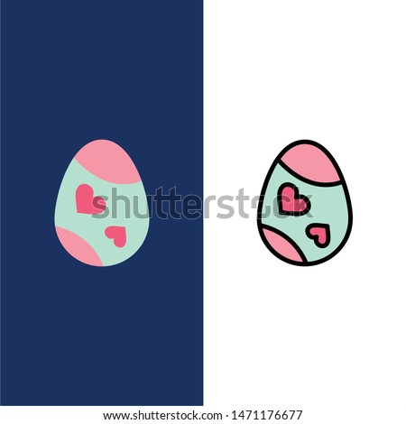 Bird, Decoration, Easter, Egg, Heart  Icons. Flat and Line Filled Icon Set Vector Blue Background. Vector Icon Template background