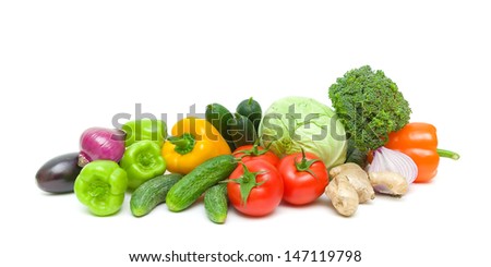 ripe fresh vegetables isolated on a white background. horizontal photo.