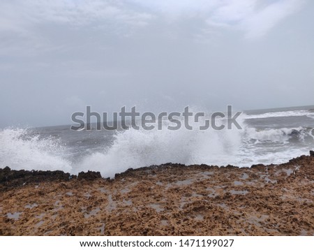 A picture of waves during high tide.