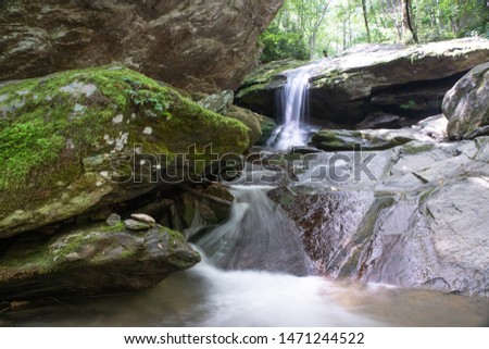 Long exposure photograph of Otter Falls in Seven Devils North Carolina, near Grandfather Mountain, Boone, Banner Elk, and Foscoe