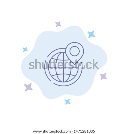 Globe, Business, Global, Office, Point, World Blue Icon on Abstract Cloud Background. Vector Icon Template background