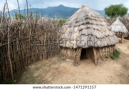 Homesteads in rural east Uganda, Karamoja Royalty-Free Stock Photo #1471291157