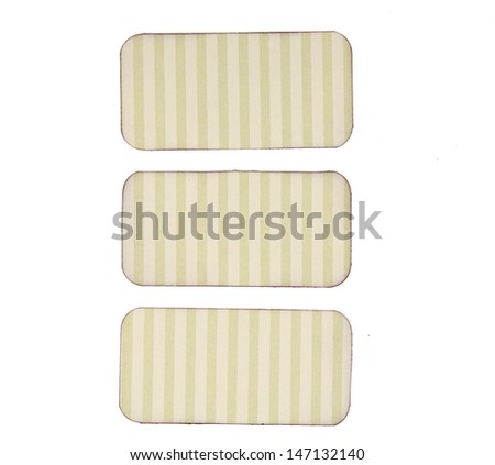 Green paper tags isolated on white background