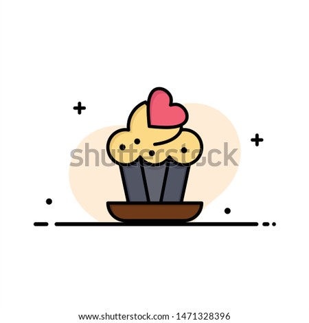 Cupcake, Cake, Love Business Logo Template. Flat Color. Vector Icon Template background