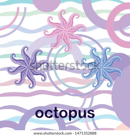 Octopus fresh seafood. Vector background. Food and restaurant design.