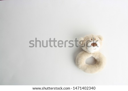 rattle brown teddy bear in color background