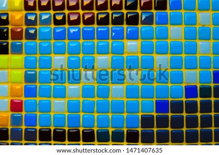 Abstract ceramic mosaic panel.Panel of ceramic colored squares