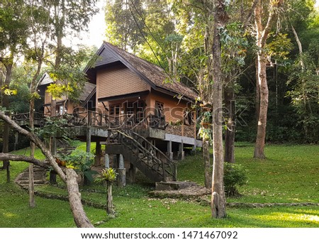 The house in the forest  Chae Son National Park, Lampang, Thailand Royalty-Free Stock Photo #1471467092