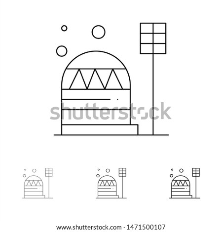 Base, Colony, Construction, Dome, Habitation Bold and thin black line icon set