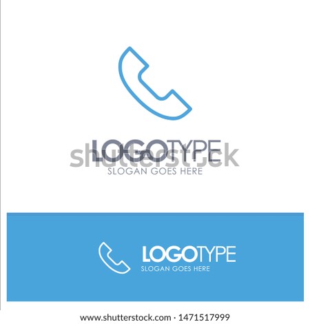 Call, Phone, Telephone, Mobile Blue outLine Logo with place for tagline
