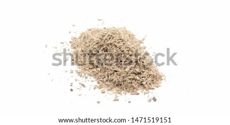A picture of wood powder on white background