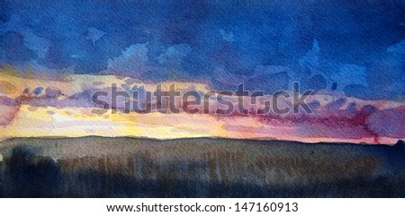 colorful watercolor landscape
