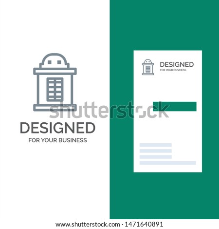 Ticket, House, Train Grey Logo Design and Business Card Template