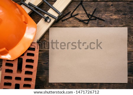 Fix list mockup. Construction tips or house project plan document template. Construction concept background with a copy space.