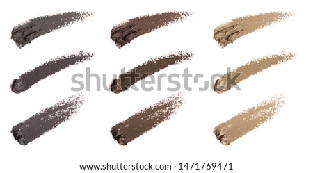 Eyebrow liquid. Color palette. Brow mascara. Eyebrow pencil . Isolated on white background.