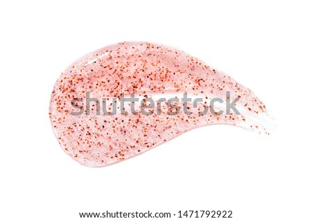 Citrus scrub or lotion smear isolated on white. Beauty texture. Flat lay, top view. Royalty-Free Stock Photo #1471792922
